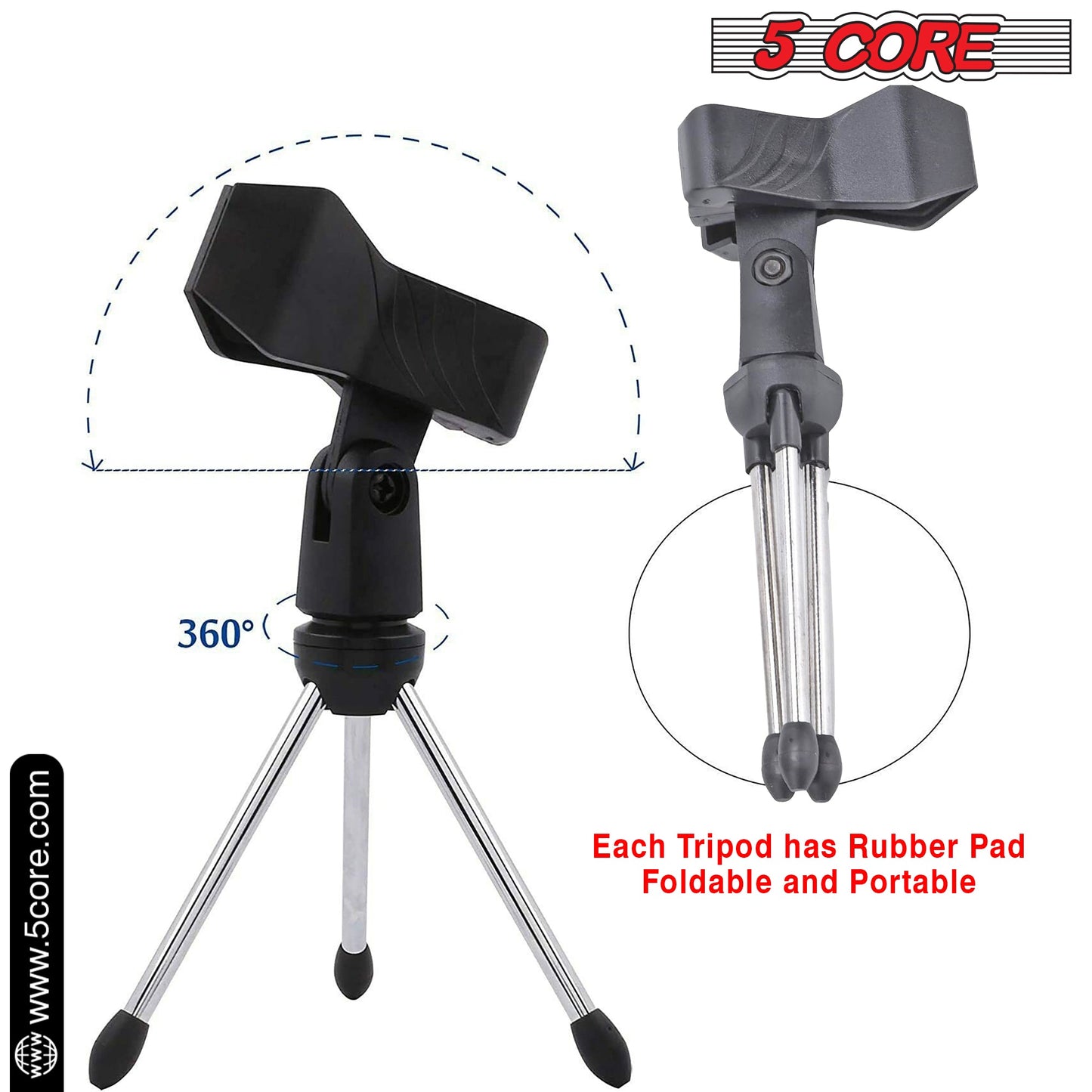 5 Core Desk Mic Stand Adjustable Table Tripod Portable Desktop